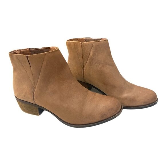 Lucky Brand Leather Benissa Booties Ankle Boots Dark Saddle Tan/Brown Size 6.5 - Picture 13 of 14